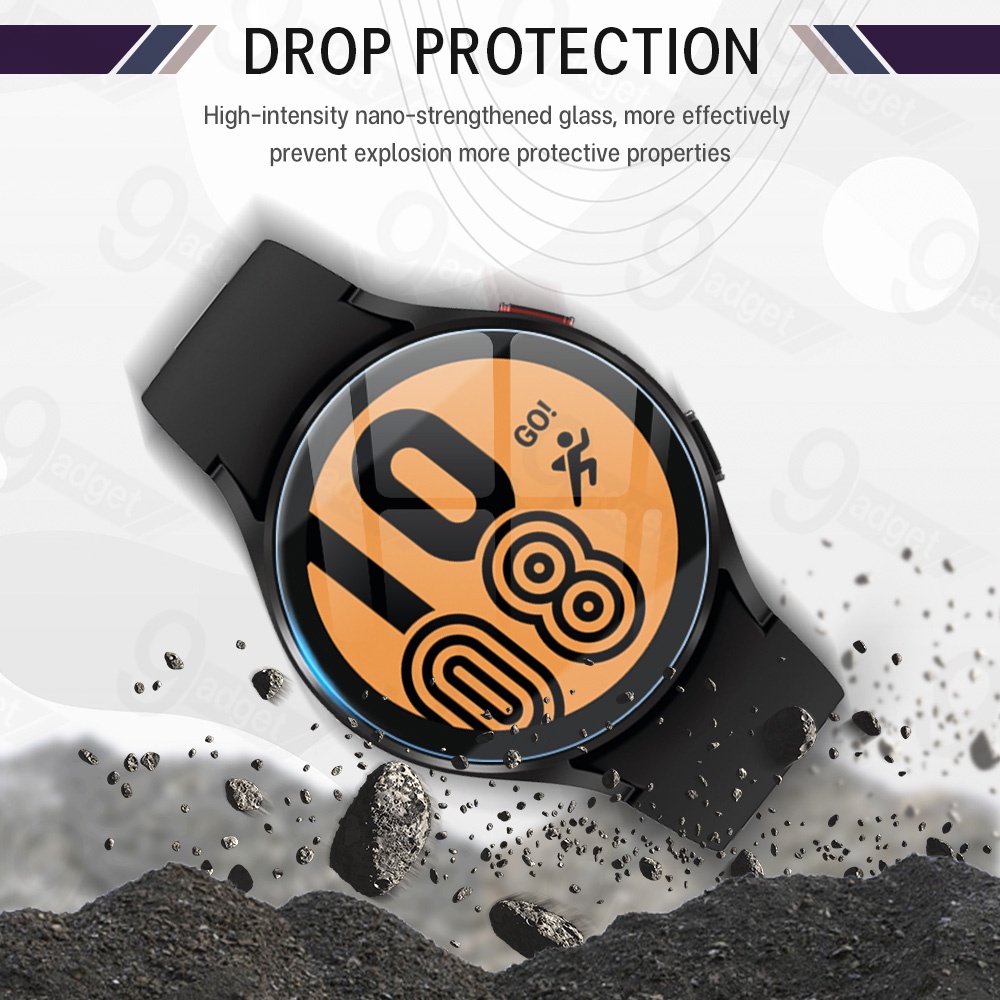9Gadget - ฟิล์มกระจก Samsung Galaxy Watch 5 44mm. ฟิล์มกันรอย กระจกนิรภัย ฟิล์มเต็มจอ กันรอย เคส - Premium 2.5D Curved Tempered Glass Protector Case