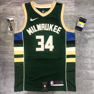 เสื้อกีฬาบาสเก็ตบอล คอวี สีเขียว No.34 Antetokounmpo #เสื้อกั๊กบาสเก็ตบอล 34 Au Version Hot Press