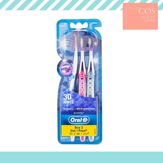 ซื้อ2ฟรี1 Oral-B 3D WHITE (ปริมาตรสุทธิ 3 ด้าม) แปรงสีฟัน ออรัล-บี 3 ดี ไวท์ ขนแปรงนุ่ม (คละสี)