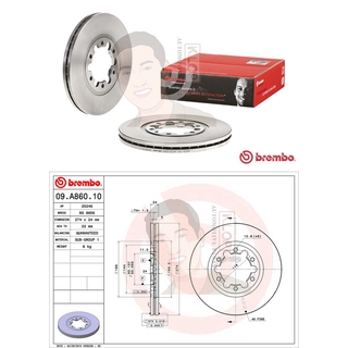 09 A860 10 จานเบรค ล้อ F (ยี่ห้อ BREMBO) รุ่น Std FORD Ranger 4x4 ปี1998-2005