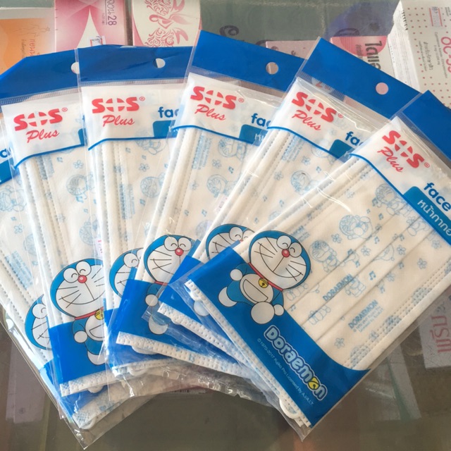 พร้อมส่ง SALE 30฿หน้ากากอนามัยSOS Plus ลายDoraemon