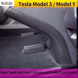 Tesla อุปกรณ์เสริมMatte Carbon Fiber For Tesla Model 3 Interior Armrests Box Rear Seat AntiKick Kickroof rotection Cover