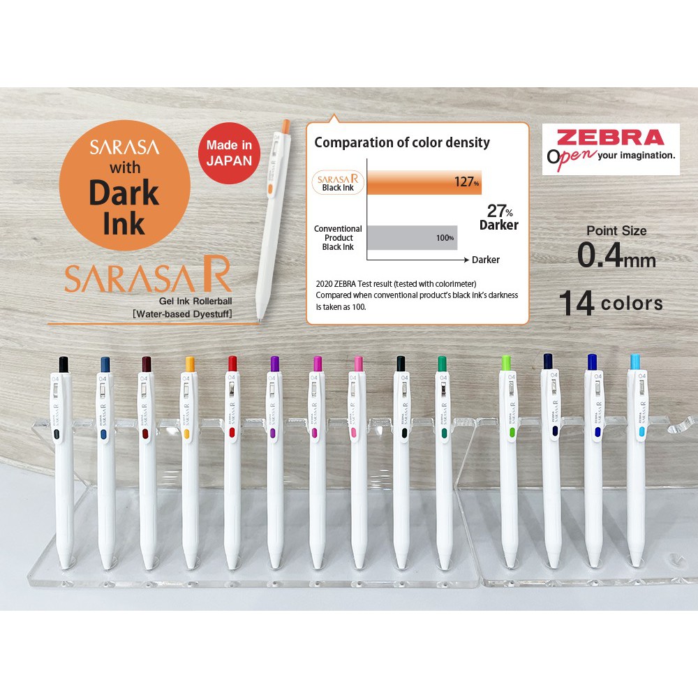 ZEBRA ปากกาหมึกเจล Sarasa R หมึกเข้มขึ้น 27% ด้ามขาว สไตล์มินิมอล ขนาด 0.4/0.5 มม. — صورة 4