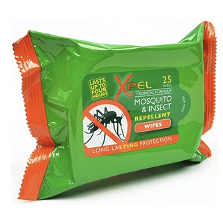 ผ้าเย็นทาป้องกันยุงสำหรับผู้ใหญ่ Xpel Tropical Formula Mosquito &amp; Insect Repellent 25 Wipes