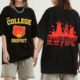 T-shirt  เสื้อยืดแขนสั้นลําลอง พิมพ์ลายอัลบั้มเพลง Kanye West College Dropout สไตล์ฮิปฮอป สตรีท สําหรับผู้ชายS-5XL