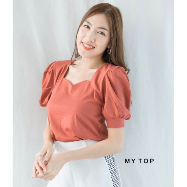 MY​TOP​❤️ G199 เสื้อเจาะคอบัว แขนตุ๊กตาแต่งจั๊มแขน งานสไตล์เกาหลี งานสวย มีดีเทลน่ารักค่า