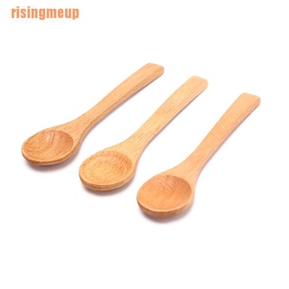 Risingmeup @!! อุปกรณ์เสริมช้อนไม้ไผ่ ทรงกลม สําหรับตักซุป กาแฟ เกลือ ช้อนส้อม 1 ชิ้น