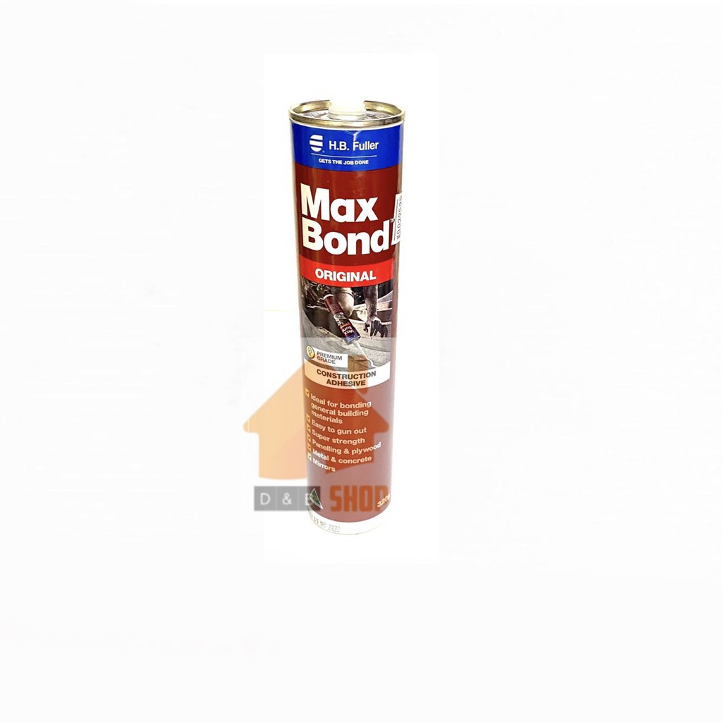 MAXBOND กาวตะปูแม๊กซ์บอนด์ กาวใช้แทนตะปู เป็นกาวเอนกประสงค์ ที่ใช้ได้ทั้งภายในและภายนอกอาคาร สูตรแห้งเร็ว ขนาด 320g