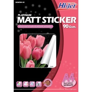 Hi-jet สติกเกอร์ผิวด้าน Inkjet Platinum Matt Sticker 90 แกรม A4 10 แผ่น