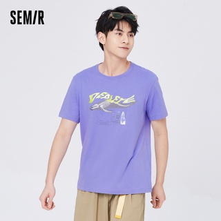 SEMIR เสื้อยืดแขนสั้นของผู้ชาย,เสื้อยืดถักทรงหลวมลายคลื่นทะเลรุ่นใหม่ฤดูร้อนปี2022