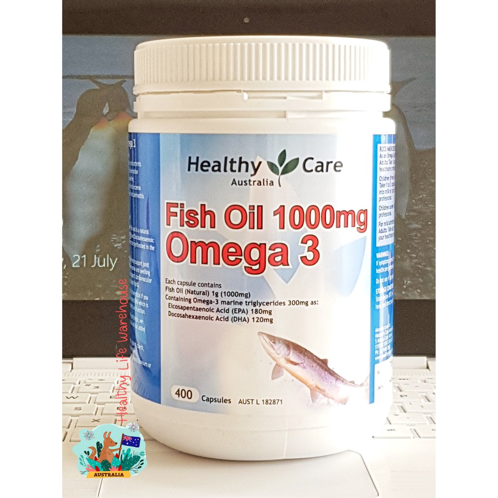 Healthy Care Fish Oil 1000mg Omega 3 น้ำมันปลาโอเมก้า 3 (400 แคปซูล)