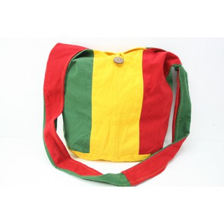 สินค้าราสต้า Bag Hippie Small Size Shoulder Button Green Yellow Red กระเป๋าสะพาย RASTA ใยธรรมชาติสีสัญลักษณ์ราสต้า