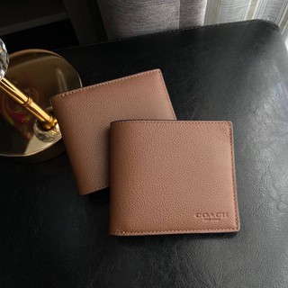 👑Fashionbrand100%👑ใบสั้นผู้ชาย สีน้ำตาล DOUBLE BILLFOLD WALLET F75084