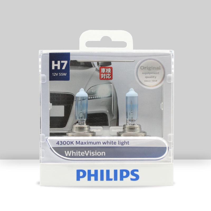 Philips หลอดไฟ หน้า รถยนต์ H7 รุ่น Crystal Vision white 4300K สีขาว สะดุดตา