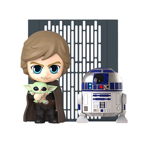 Hottoys ฟิกเกอร์ของสะสม Cosbaby COSB866 Luke Skywalker, R2-D2, and the Child