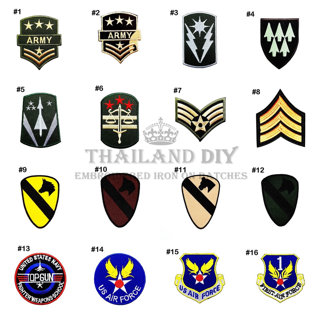 ตัวรีดติดเสื้อ ทหาร ชุดทหาร ทหารม้า นักบิน เครื่องหมาย ยศทหาร US Army Patch wop งานปัก DIY ตัวรีด อา