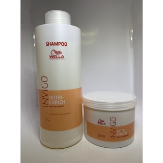 Wella Professional Invigo Nutri-Enrich แชมพู1L และทรีตเม้นต์500ML Shampoo เวลล่า แชมพูบำรุงผมเสีย ยาสระผม ครีมหมักผม