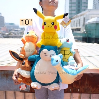 ตุ๊กตา Pikachu ปิกาจู Kabigon คาบิก้อน Zenigame Hitokage Eevee Lapras Fushigidane 7/10/12/16นิ้ว Pokemon โปเกมอน