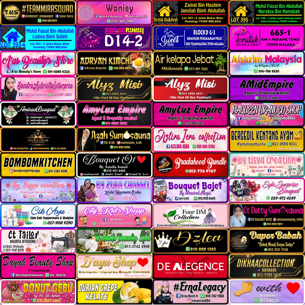 Signage / Papan Nama Full Colour Arylic Tanpa Limit Ayat