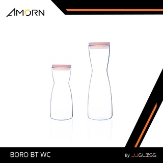 JJGLASS - (AMORN )  BORO BT WC  - ขวดแก้วพร้อมจุกก๊อกไม้ เนื้อใส