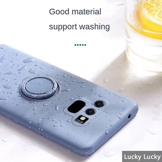 เคส Samsung Note9 ป้องกันกล้องเต็มรูปแบบซิลิโคนเหลวเคสกันกระแทกที่ใส่แหวนแม่เหล็กยืนเชือกเส้นเล็ก Samsung Galaxy Note 10 20 Ultra
