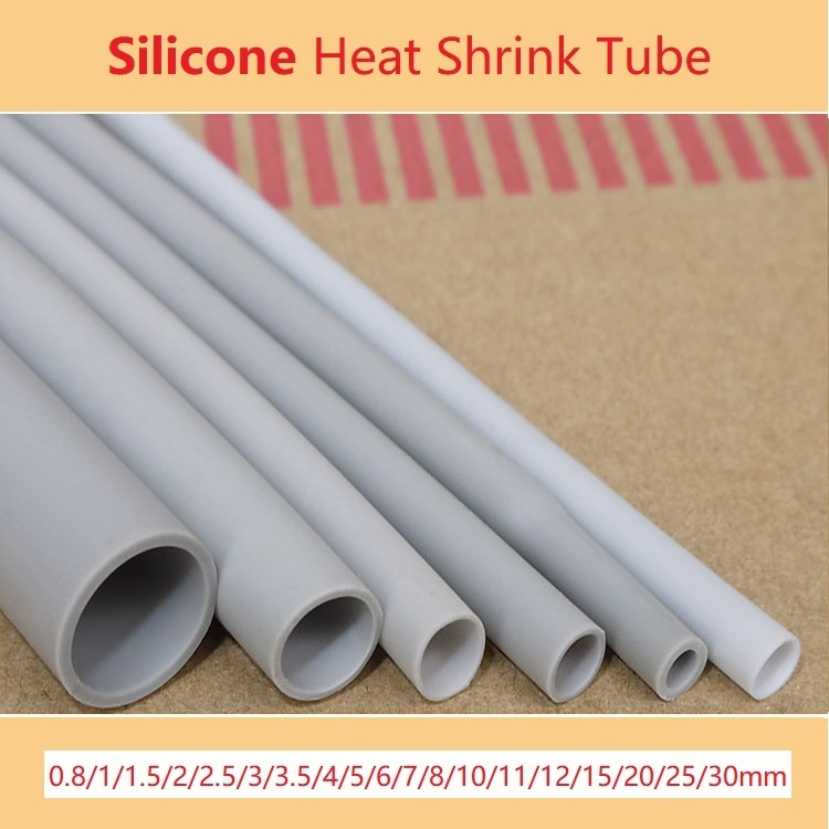Gery Silicone Heat Shrink Tube ท่อหดความร้อนซิลิโคน 1.7:1 เส้นผ่าศูนย์กลาง 0.8 มม.~30 มม. ยืดหยุ่น 2500V สีเทา 1/2 เมตร