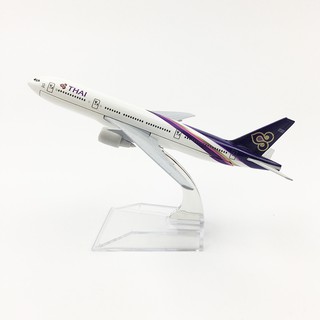 [16cm] โมเดลเครื่องบิน การบินไทย Thai 777 (Aircraft Metal Model) วัสดุทำจากเหล็ก มีล้อ พร้อมฐาน ของสะสม เสริมฮวงจุ้ย