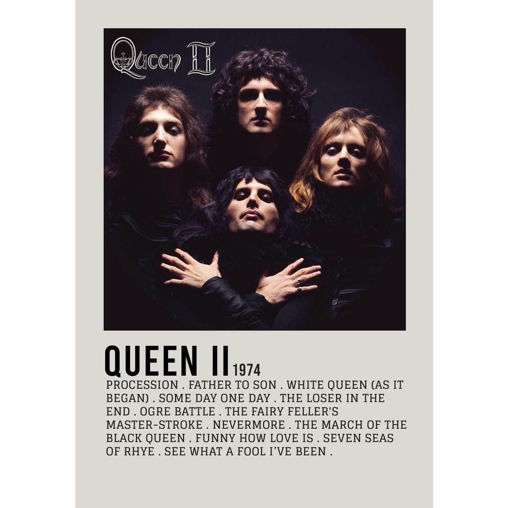 โปสเตอร์ปกอัลบั้ม Queen II โดย Queen สําหรับห้องพัก/บาร์เบอร์ยิม