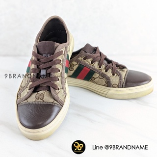 USED GUCCI SHOES Sneaker Canvas แถบGreen Red SIZE  37