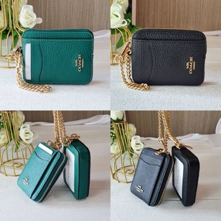 🎀 (สด-ผ่อน) กระเป๋า ใส่บัตร สีเขียว Bright Jade COACH 6303 ZIP CARD CASE