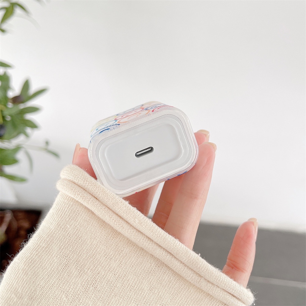 เคสชาร์จ ฝาครอบป้องกัน อ่อน TPU การ์ตูนน่ารัก ใบหน้าที่ยิ้ม ลวดลาย ชัดเจน USB Data เชลล์ชาร์จ สำหรับ Apple ต้นฉบับ 18W/20W ที่ชาร์จ - รูปที่ 2