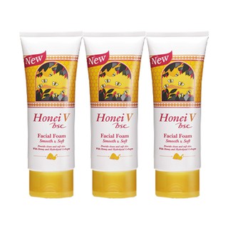 🔥สินค้าขายดี!! ฮันนี่ วี บีเอสซี โฟมล้างหน้า ขนาด 100 มล. แพ็ค 3 หลอด Honey V BSC Facial Foam 100 g x 3