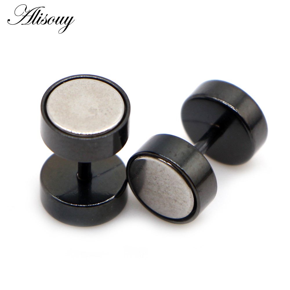 Alisouy 2 ชิ้น ต่างหูสแตนเลสแบบบาร์เบล สีทอง/เงิน สไตล์ปังค์ สำหรับทั้งชายและหญิง ราคา ถูกที่สุด ดีลบีเคเค แกลเลอรีภาพที่ 7