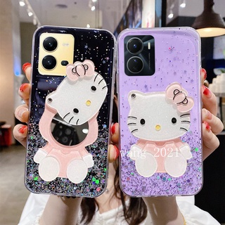 Ready Stock Fashion Handphone Case for VIVO Y16 V25 V25e V25 Pro 5G Y35 2022 Y22 Y22s เคส Casing New Design Star Sequins with Makeup Mirror Transparent Soft Case Back Cover เคสโทรศัพท