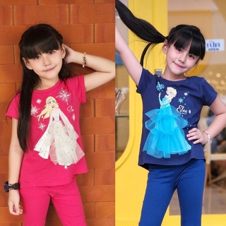 Disney Frozen Elsa Girl T-Shirt and Legging - เสื้อและเลกกิ้งเด็กผู้หญิงดิสนีย์ โฟรเซ่นเอลซ่า สินค้าลิขสิทธ์แท้100% characters studio