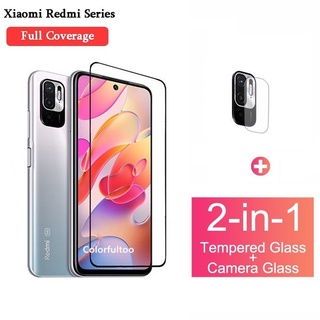 2 In 1 ฟิล์มกระจกนิรภัยกันรอยหน้าจอสําหรับกล้อง Xiaomi Redmi Note10 Pro Max 10S Note10 5G 9S 9T 8T 8 9Pro