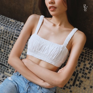 PHEW “White ruched cropped camisole”