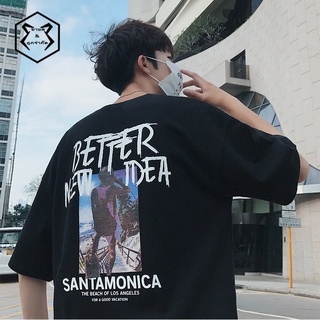 เสื้อลำลองโอเวอร์ไซส์ เสื้อยืดแฟชั่นสไตล์เกาหลีBetter สีดำ/ขาว