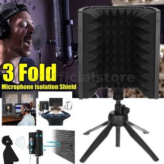 3 Fold Adjustable Studio Microphone Isolation Shield with Desktop St