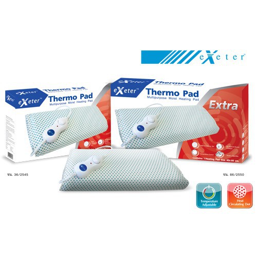 Exeter Thermo Pad แผ่นให้ความร้อนด้วยไฟฟ้า มีให้เลือก 2 ขนาด 30 x 45 cm. และ 40 x 60 cm. (รับประกันศ