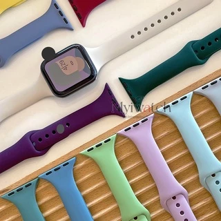 【25 สี】สายนาฬิกาข้อมือยาง แบบนิ่ม สีแคนดี้ สําหรับ iwatch 45/41/44/40 มม. 38 มม. 42 มม. iwatch series 8 7 6 5 SE 4 3 2