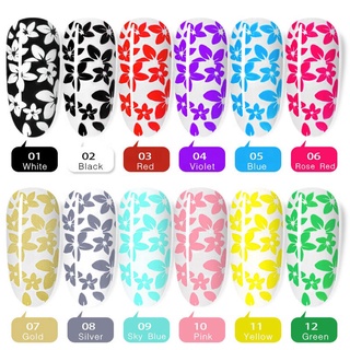 ( สีเจล ปั้มลาย ) Misscheering Nail Stamping Gel Polish 8ml Black White Stamp Print Oil UV Gel Lacquer Soak Off Varni...