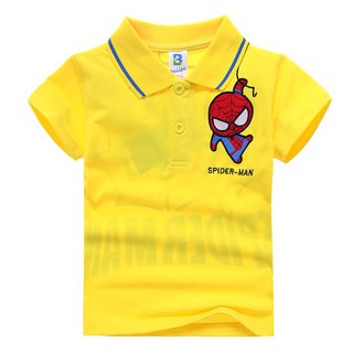 เสื้อคอปกโปโล ลาย Spiderman ด้านหลังพิมพ์ลายใยแมงมุม