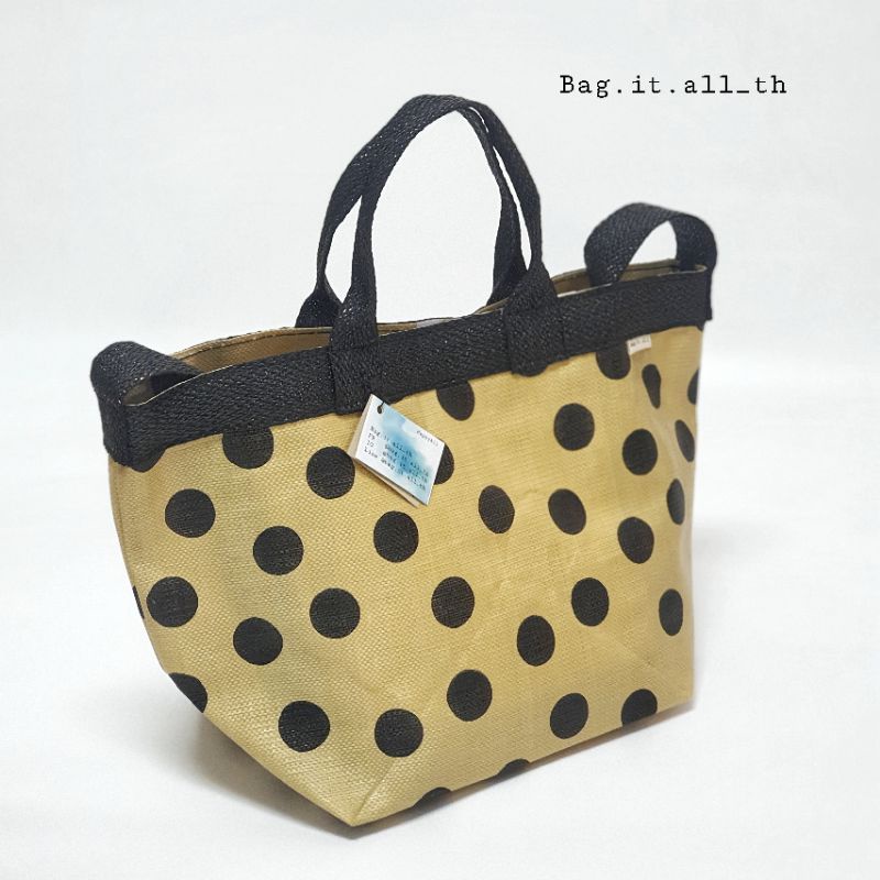 Bag.it.all_th HappyAll เบจจุดดำ กระเป๋าพลาสติกสานเนื้อหนา