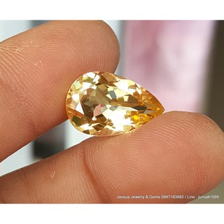 พลอย ซิทริน Natural Citrine 6.26 ct. ขนาด 10.9 x 16.7 x 6.7 mm. หยดน้ำ สีเหลือง  ค่าความแข็ง7  คุณภาพVVS  Africa