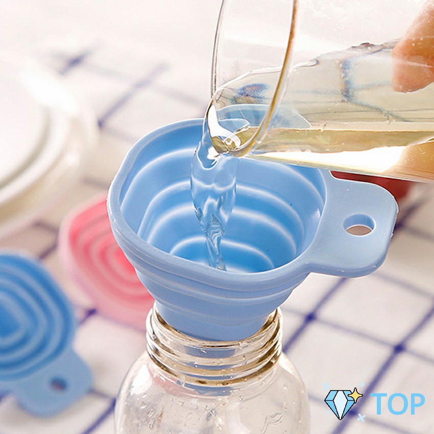 กรวยซิลิโคน พับเก็บประหยัดพื้นที่ พกพาสะดวก แบบพกพา อุปกรณ์ครัว Silicone funnel