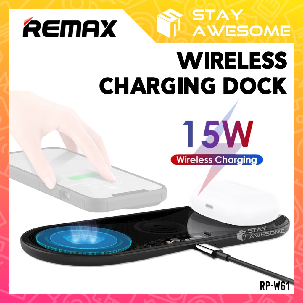 REMAX Wireless Magnetic Charger แท่นชาร์จไร้สาย RP-W61 Qi Wireless Charger 15W แท่นชาร์จไร้สาย