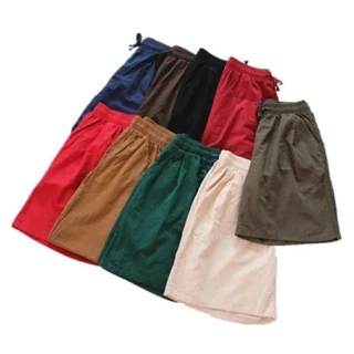 กางเกงขาสั้นผ้าลินิน ขา3ส่วน ใส่สบาย สไตล์เกาหลี เอว26-38นิ้ว