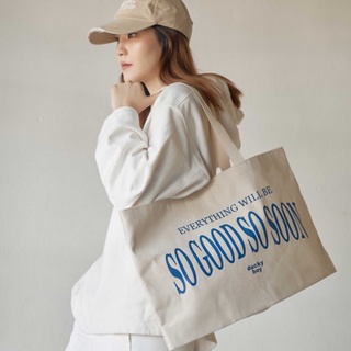 DUCKYBOY SO GOOD SO SOON TOTE (IVORY) กระเป๋าผ้า สีครีม (มีลายสกรีนหลายสี)