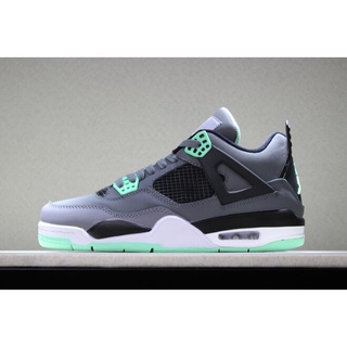 Nk AJ Air Jordan 4 รองเท้าผ้าใบลําลอง สีเทาเข้ม สีเขียว ซีเมนต์สีเทา สีดํา 308497-033